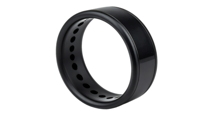 Sleek black ring-shaped wearable device