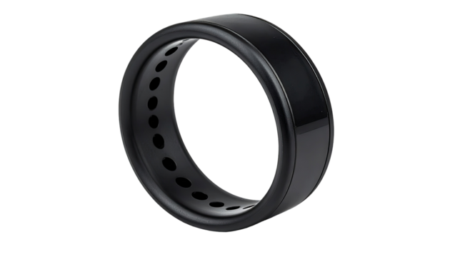 Sleek black ring-shaped wearable device