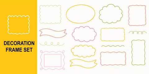 Obraz premium Cute Wavy Lace and Curly Wedding Frame Set – Hand-Drawn Oval, Round, and Rectangle Vintage Borders
