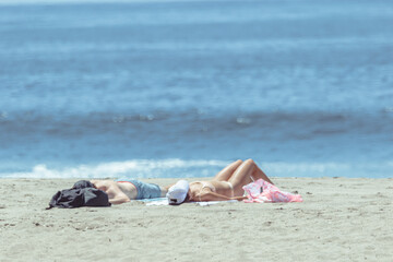 Girls having fun at the beach