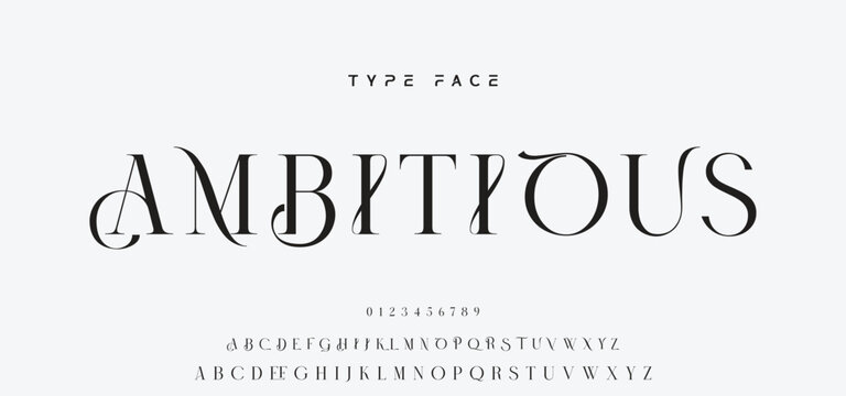 Elegant Font Uppercase and Number. Classic Lettering Minimal Fashion Designs. Typography modern serif fonts regular decorative vintage concept. vector illustration.