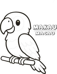 Line macau vector illustration for coloring book