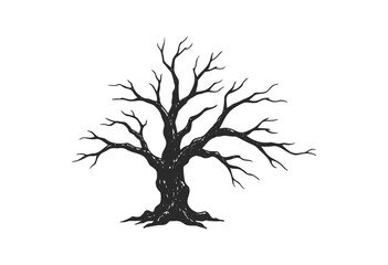 Fototapeta premium Silhouette of a leafless tree with gnarled branches - stock vector