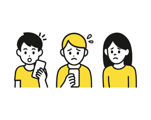 Young Male Reacting in Shock to Phone Vector Icon