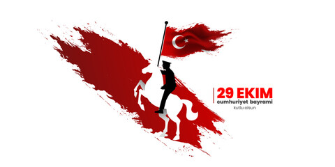 29 Ekim Cumhuriyet bayramı kutlu olsun benner. translation: Happy october 29 Turkey Republic Day. Vector illustration