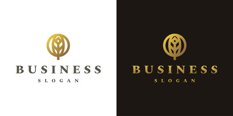 golden wheat letter o logo vector