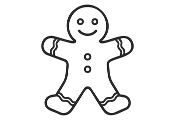 Smiling gingerbread man outline with buttons and decorative lines - stock vector