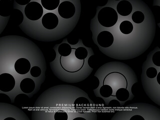 Black background with gradient black 3D abstract ball pattern with hole texture, suitable for digital technology themes, modern, etc.