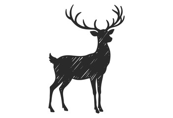 Naklejka premium Silhouette of majestic deer with antlers in grunge style - stock vector