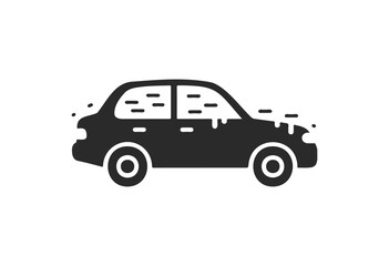 Fototapeta premium Monochrome dripping cartoon car silhouette - stock vector