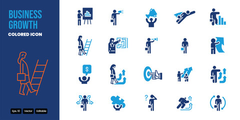 business growth colored icon set vector design good for web and mobile app