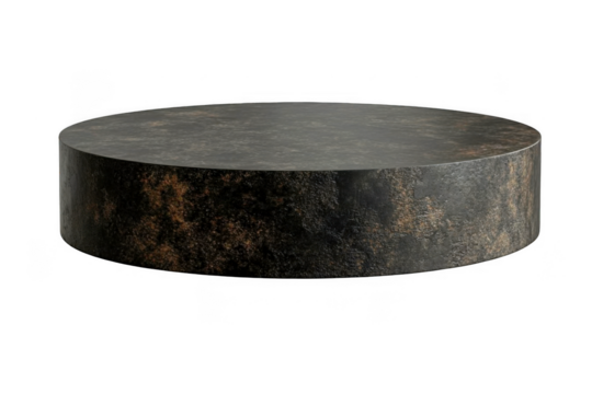 Round metal cylinder shows dark color with rust texture 