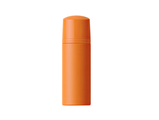 A vibrant orange cylindrical container, likely a roll-on product.  The smooth, matte finish suggests a cosmetic.  A  matching orange cap tops it