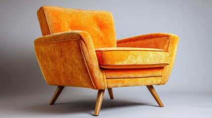 Vibrant orange velvet armchair