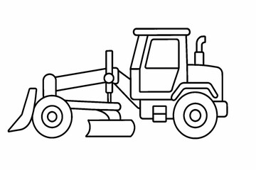 Naklejka premium Black and white coloring page of a road grader construction vehicle.Children fun activity