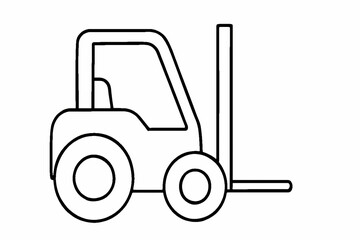 Fototapeta premium Black and white coloring page of a forklift industrial vehicle.Children fun activity