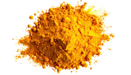 Bright yellow spice powder scattered