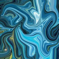 Obraz premium Fluid blue abstract marble swirl with smooth flowing textures, ideal for backgrounds, design, or modern digital artwork. Keywords: abstract, swirl, marble, fluid, blue.