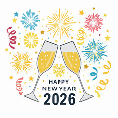 Raise a glass to a dazzling New Year celebration with sparkling champagne and vibrant fireworks!