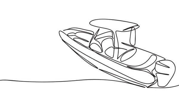 Fototapeta Line drawing of a motorboat on water