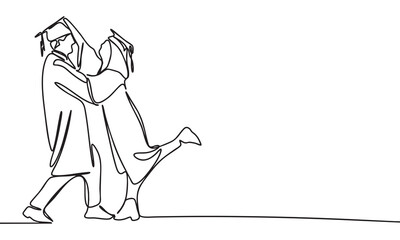 Graduation Celebration Line Art of Two Graduates