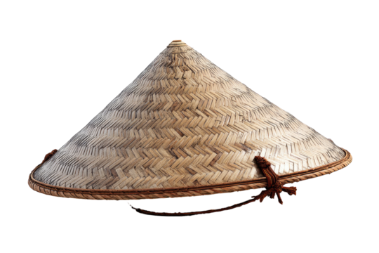 Light beige conical straw hat