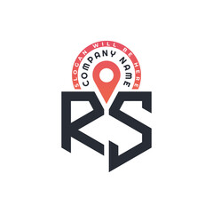 RS Location Logo Design for Human Resources, Recruitment, and Navigation - Letter RS Logo with Location Icon for Business and Technology
