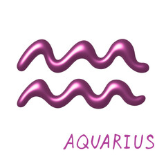 3d aquarius zodiac sign Astrology clipart Element for design