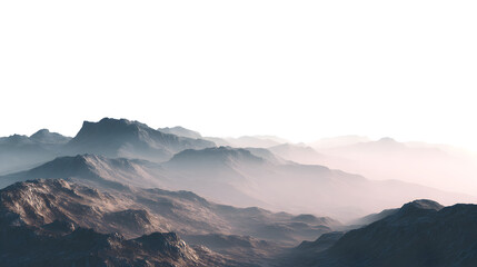 Fototapeta premium Mountain range vista isolated on white background