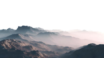 Mountain range vista isolated on white background