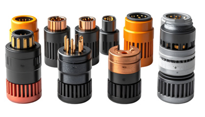 Various electronic connectors in a studio setting