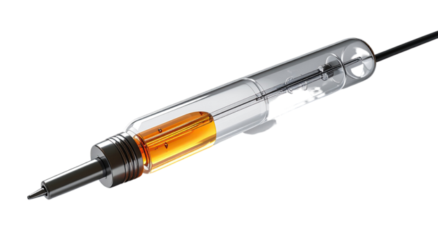 3D model of a transparent syringe with orange liquid