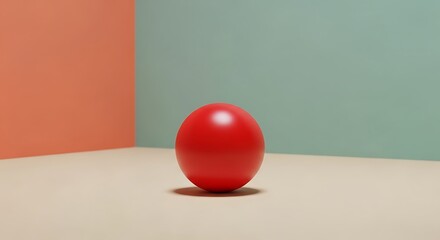 Red Ball on a Beige Surface.