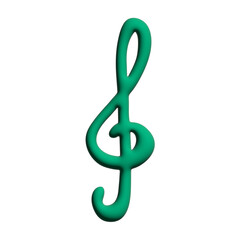 Fototapeta premium 3d treble clef. Hand drawn musical symbol. Single element for print, web, design, decor, logo