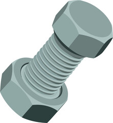 Metal bolt and nut fastener isolated industrial hardware vector