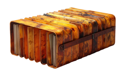 Ornate, amber-hued, layered box