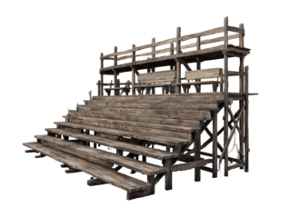 Wooden bleachers, weathered and aged