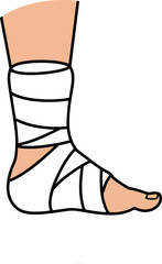 Ankle injury bandaged for support and healing vector
