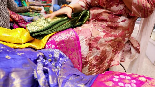 traditional saree with detailed weaving and fine texture