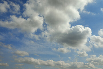 Beautiful view of blue sky with fluffy clouds
