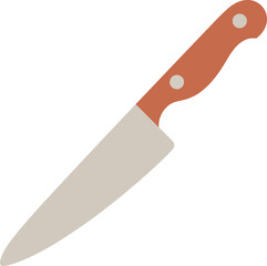 Chef knife orange handle isolated kitchen utensil cooking food prep vector