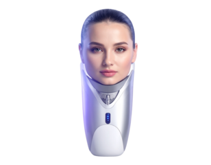  Modern Beauty Device with LED Display, 3D Rendered, Front View, isolated on transparent background.