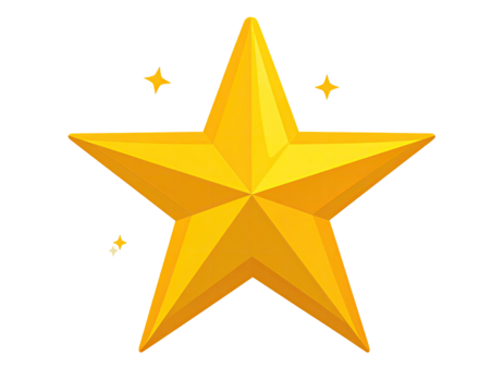 A golden star with sparkling highlights