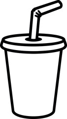 Hand drawn soda cup with straw simple line art beverage icon vector