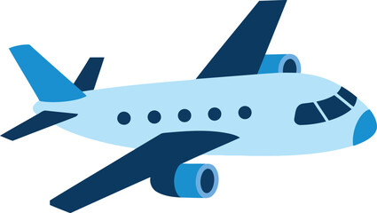 Modern blue jet airplane isolated illustration for travel aviation vector