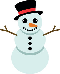 Joyful snowman with top hat cheerful winter holiday character vector