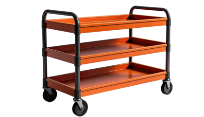 Orange utility cart with three tiers