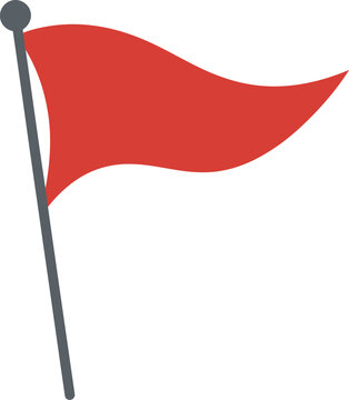 Red flag waving on pole symbolizing warning alert success caution vector