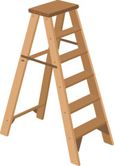 Classic wooden step ladder for home improvement and diy projects vector