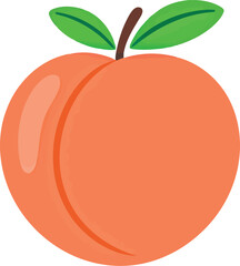 Juicy peach with green leaves fresh ripe fruit isolated vector